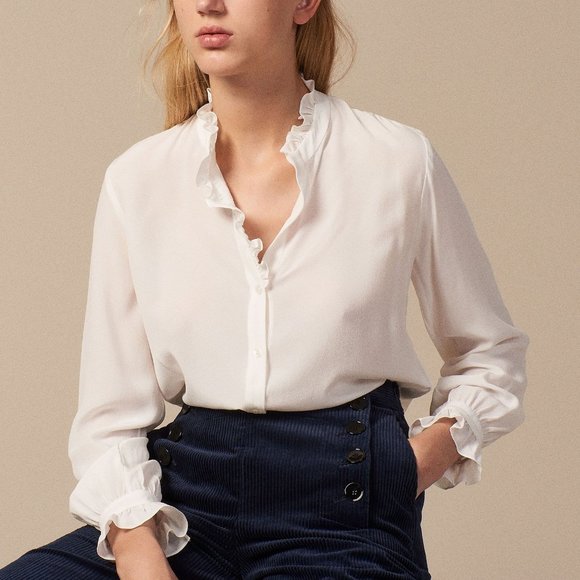 Sandro silk shirt with ruffle collar - Picture 2 of 9